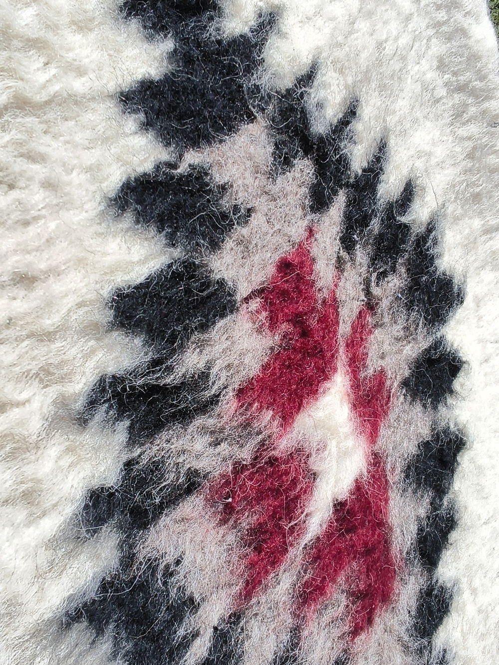 Vintage Handmade Hutsul Lizhnyk 100% Sheep Wool Blanket/Rug - Picture 4 of 16